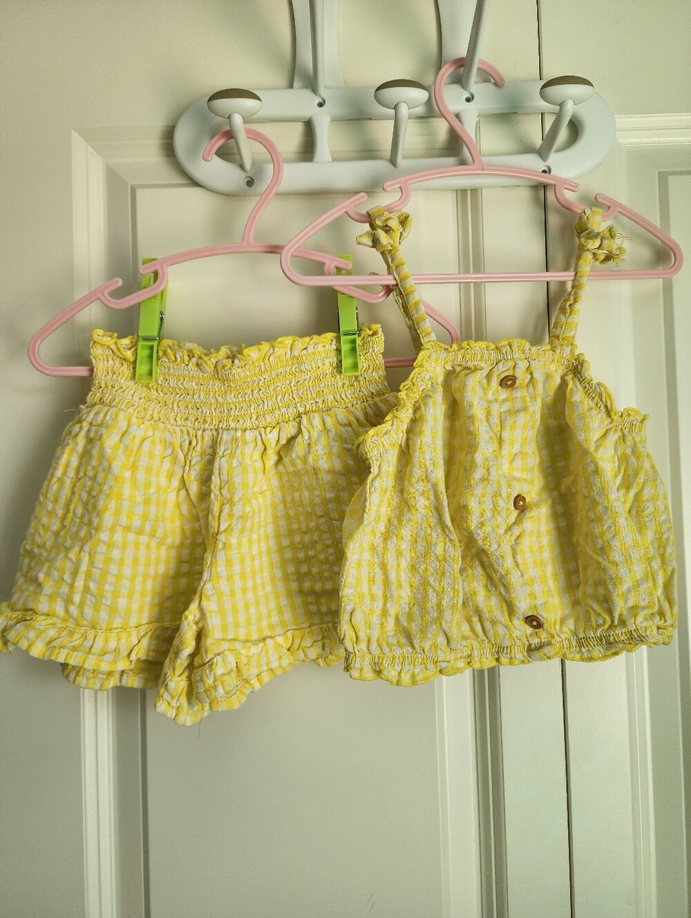 2/$15 Kiabi Toddler Girls Yellow Gingham Summer 2 Piece Set